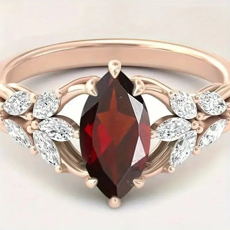 Luxurious 18K Gold-Plated Scarlet Zircon Ring - Chic, Dazzling Accessory for Every Occasion & Gift Idea