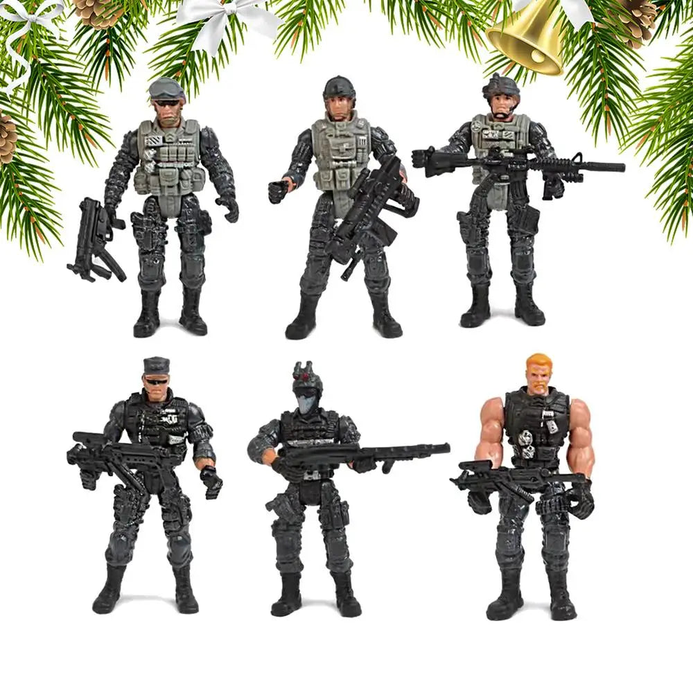 6 Pieces Collectible Soldiers Safe Mini Action Figure Play Set Educational Children Toy