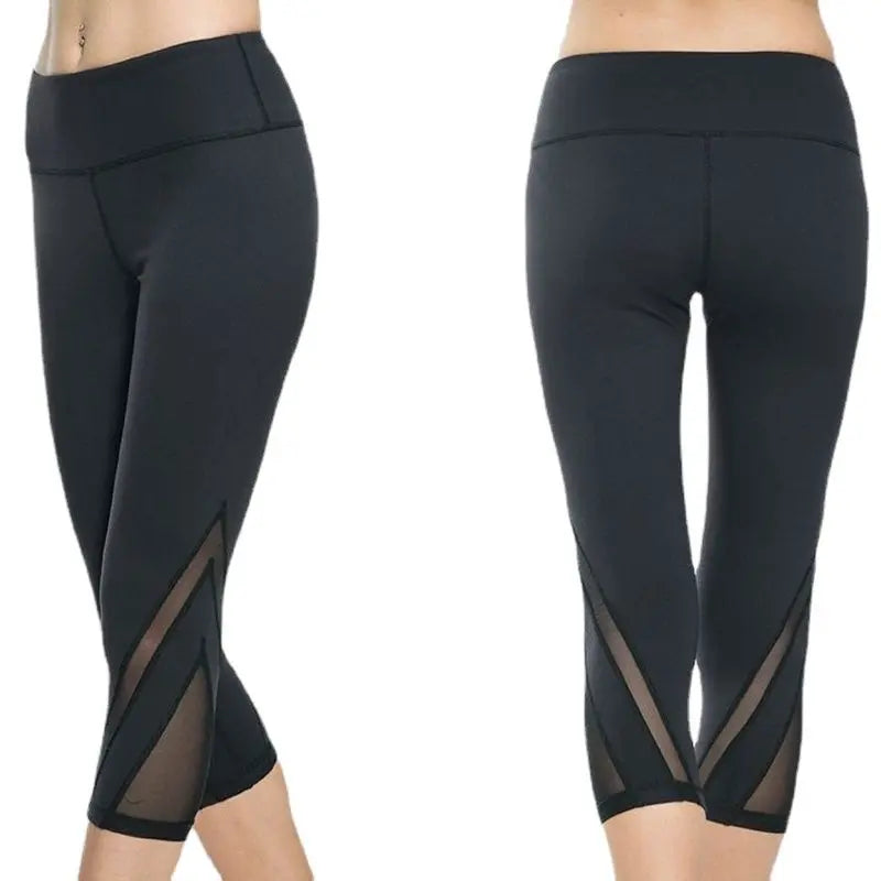 Sexy Mesh Leggings Hollow Out Black Sports Yoga Pants Fashion High Waist Elasticity