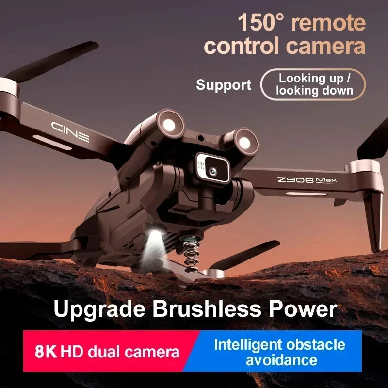 Pro Max GPS Drone Brushless 8K HD Dual Camera Optical Flow Obstacle Avoidance Foldable Quadcopter RC Distance 9000M