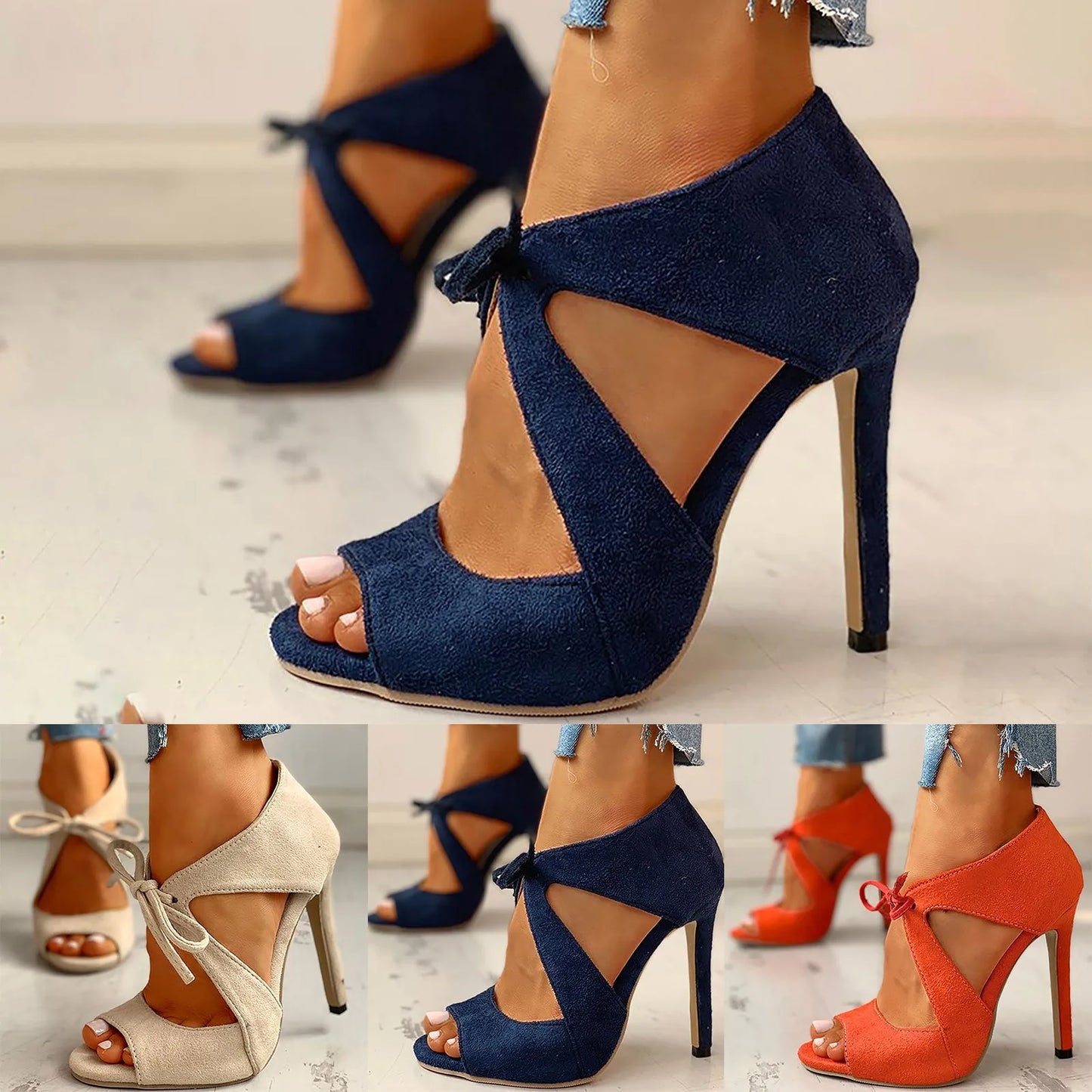 High Heels For Women Party Pumps Peep Toe Solid Color