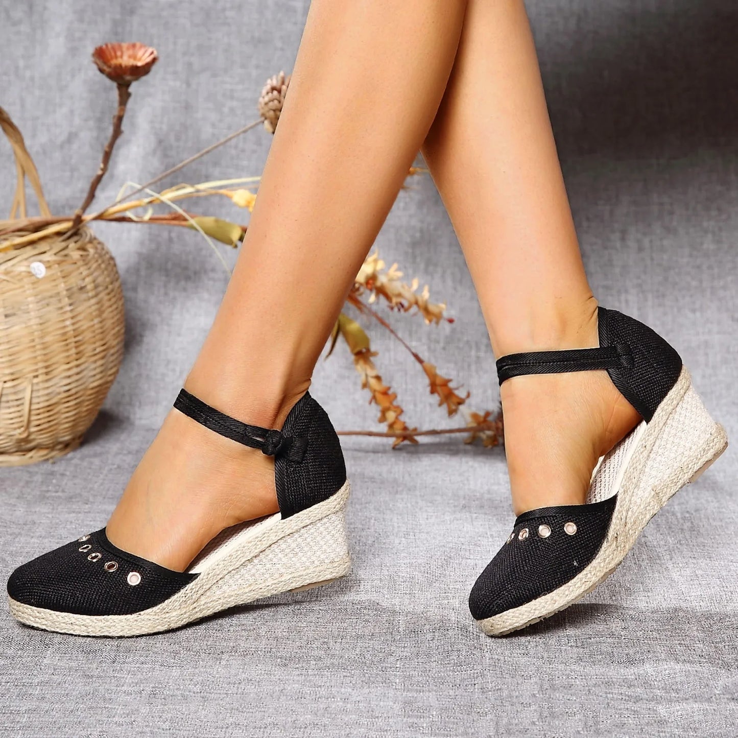 Platform Sandals Wedge Woman Shoes Elegant Braided Buckle Boho Sandals