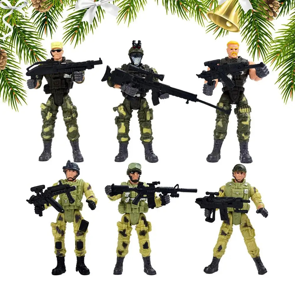 6 Pieces Collectible Soldiers Safe Mini Action Figure Play Set Educational Children Toy