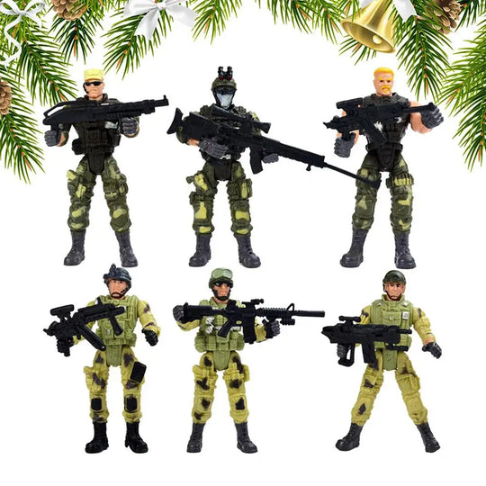 6 Pieces Collectible Soldiers Safe Mini Action Figure Play Set Educational Children Toy