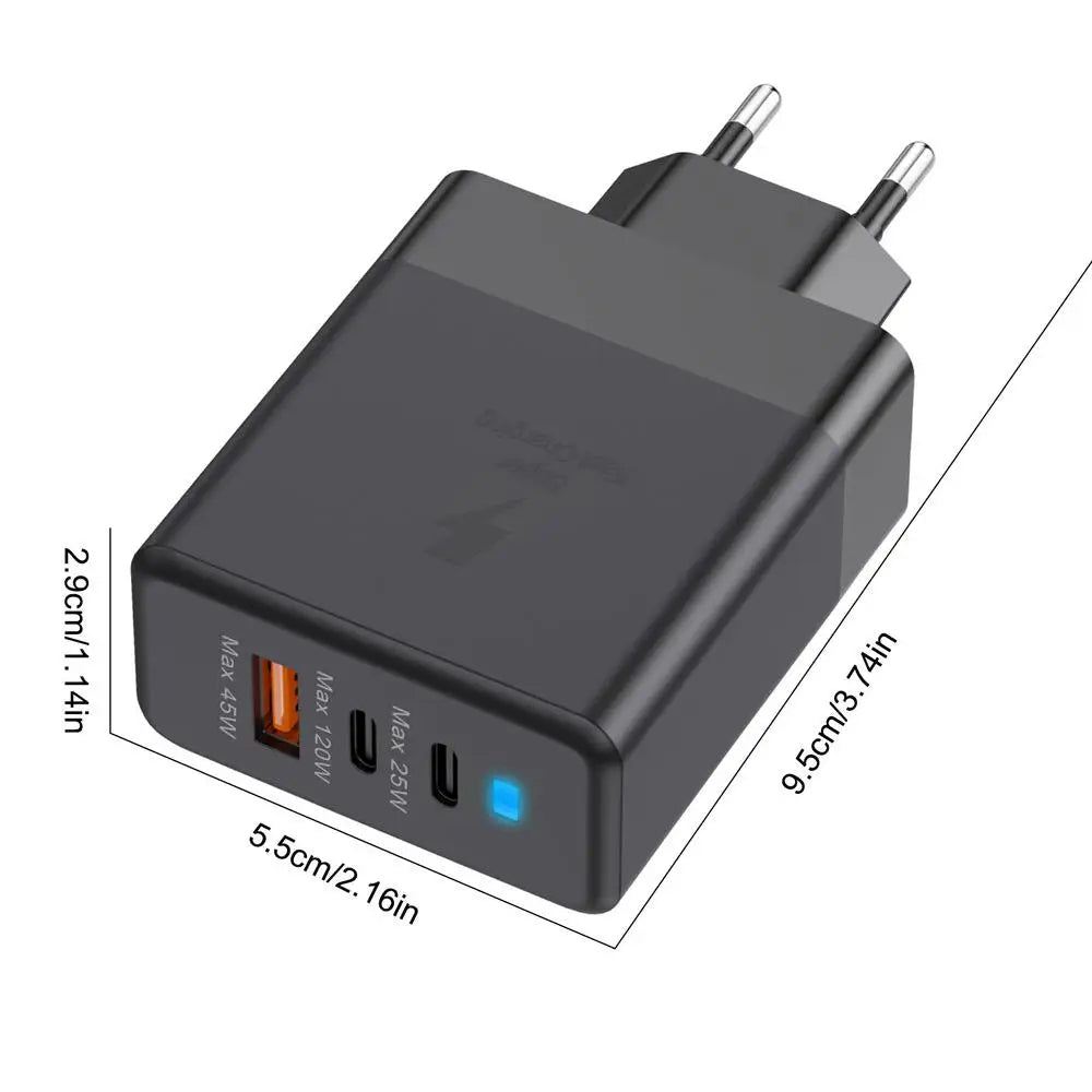 120W GaN USB Fast Phone Charger PD 45W 25W  USB Type C Fast Charging Block with Indicator Light for  Laptop Tablets