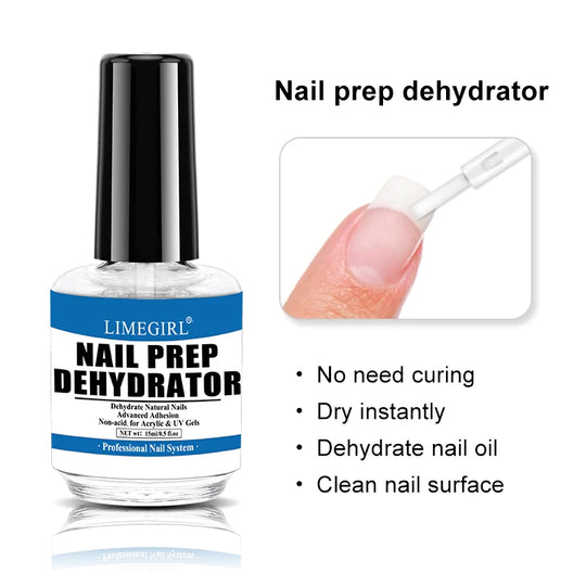 Professional Nail Prep Dehydration and Acid-Free Primer, for UV Gel Quick Drying Premium Adhesive Gift Set