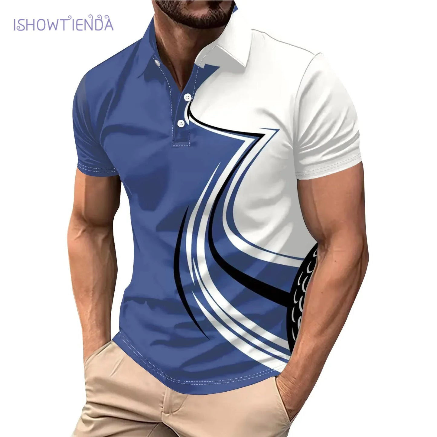 Men's 3d Printed T-Shirt Irregular Stripes Short Sleeve Fashion Casual  Pull over