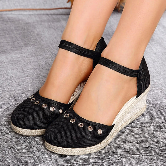 Platform Sandals Wedge Woman Shoes Elegant Braided Buckle Boho Sandals