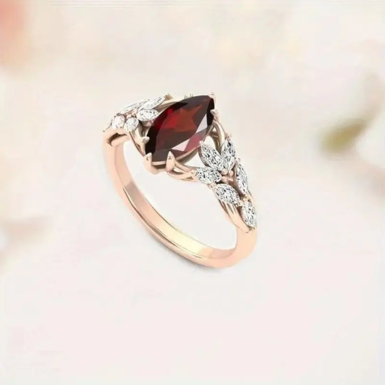 Luxurious 18K Gold-Plated Scarlet Zircon Ring - Chic, Dazzling Accessory for Every Occasion & Gift Idea