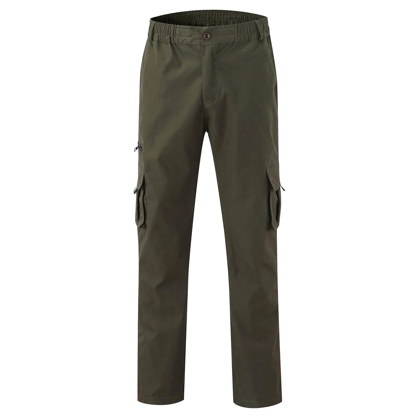 Casual Solid Color Pocket Fashion Straight Leg Cargo Pants for Men