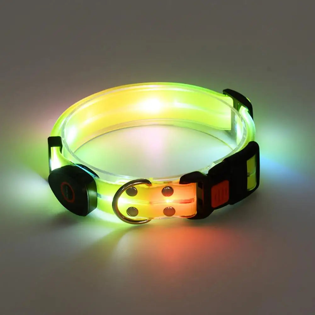 Adjustable Light Up Dog Collar USB Rechargeable Led Light  Adjustable Length 3 Light Modes Night for Safety