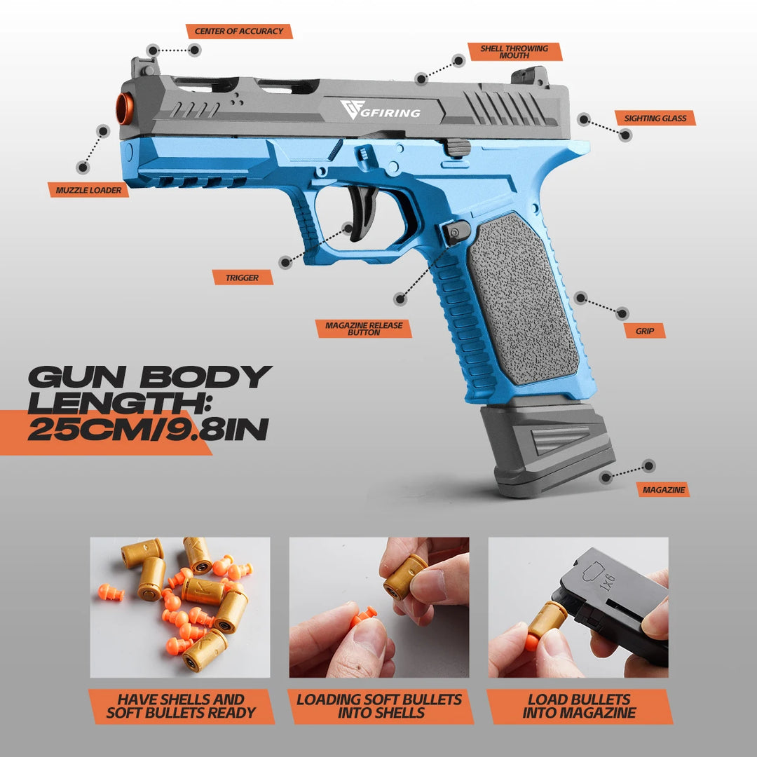 Toy Gun, Soft Bullet, Toy Foam Blaster, Empty Shell Ejecting Toy  Pistol, Gifts for Boys & Girls Age