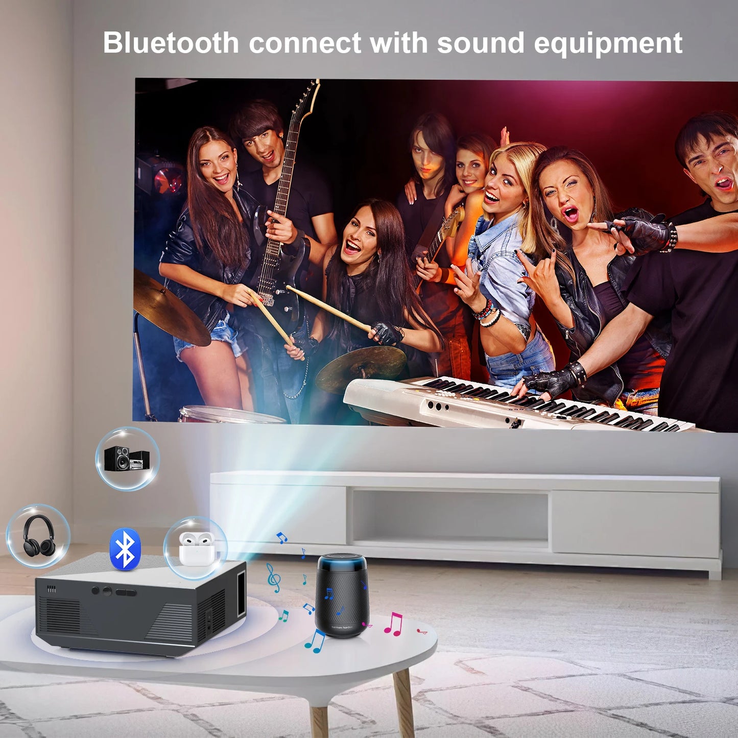 Projector with 5G Wi-Fi Support, Ultra HD 1080P, with 16000 Lumens for Home Cinema, Compatible with Smartphone