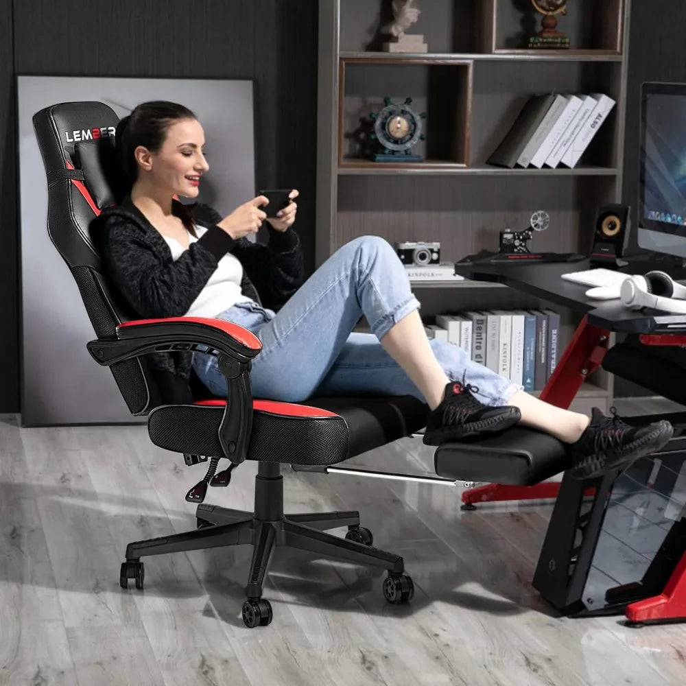 Gaming Chair for Adults W/ 400lb Capacity & Foot rest