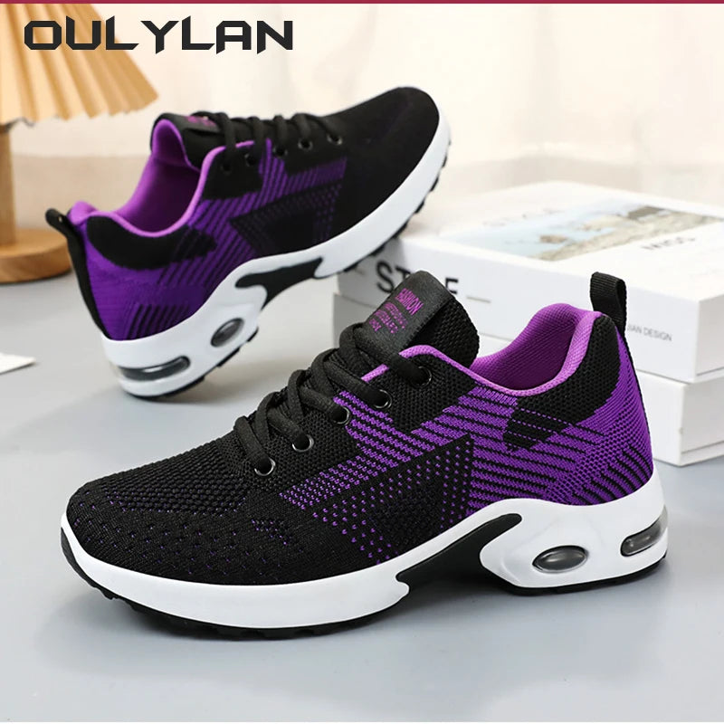 2024 Fashion Large Size Casual Breathable Lace up Elastic Air Cushion Sports Shoes for women